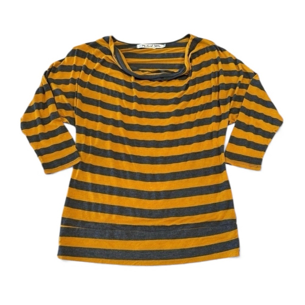 Michael Stars Womens Striped Pull Over‎ Top Size OS Color Orange/Gold/Gray